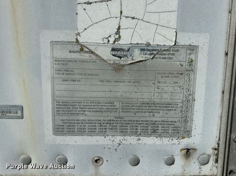 image for item DV1843 1998 Wabash dry van trailer