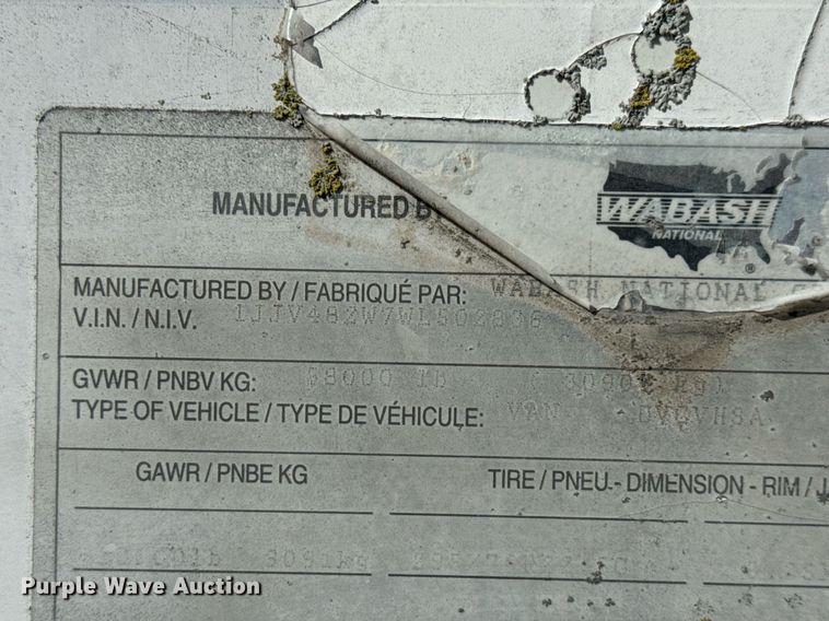 image for item DV1843 1998 Wabash dry van trailer