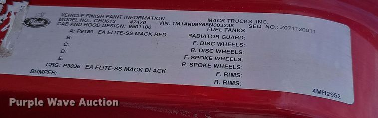 image for item DW3160 2008 Mack CHU613 semi truck