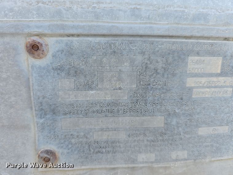 image for item DW3190 2001 Trail Mobile dry van trailer