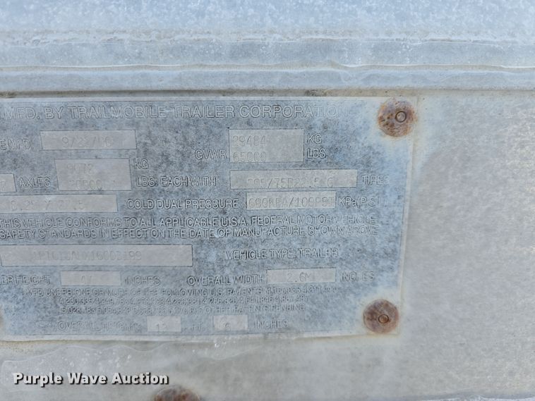 image for item DW3190 2001 Trail Mobile dry van trailer