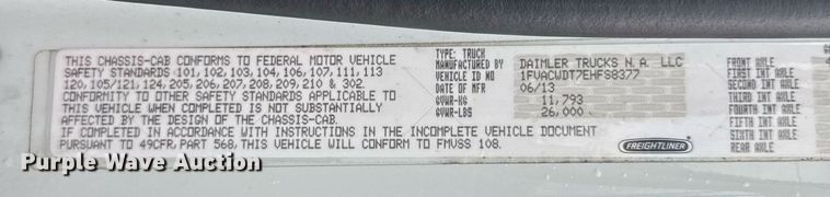 image for item EC3489 2014 Freightliner Business Class M2 box truck