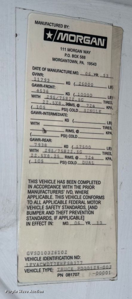 image for item EC3489 2014 Freightliner Business Class M2 box truck