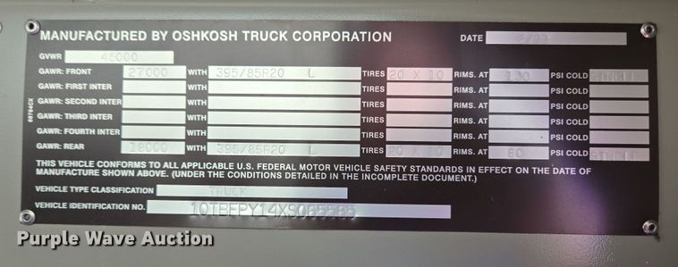 image for item EC4014 1999 Oshkosh H-2718B sweeper