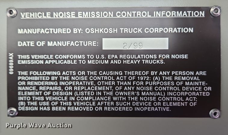 image for item EC4014 1999 Oshkosh H-2718B sweeper