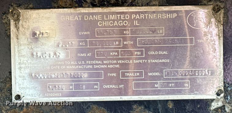 image for item EG2474 2014 Great Dane flatbed trailer