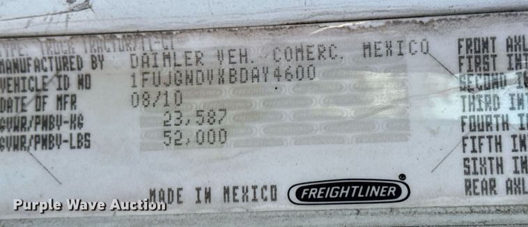 image for item EG2598 2011 Freightliner Coronado semi truck