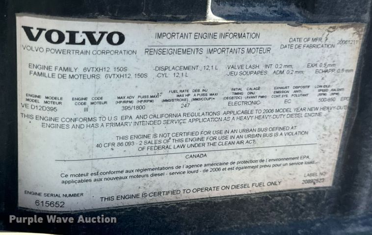image for item EN5174 Volvo VED12D395 engine