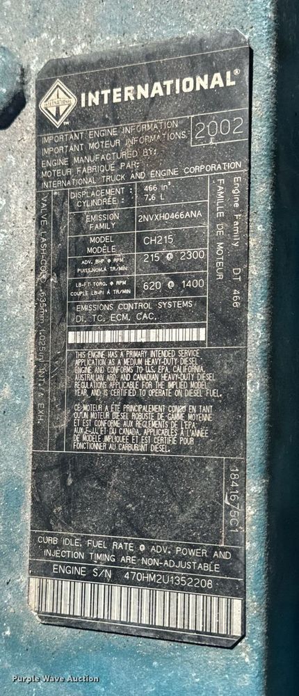 image for item EN5175 2002 International DT466 engine