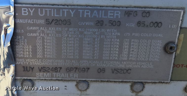 image for item EQ6727 2006 Utility Trailer  dry van trailer