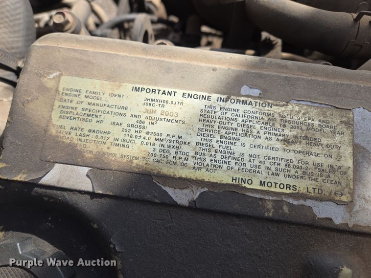 image for item EQ6779 2004 Hino  SQ3325 flatbed truck