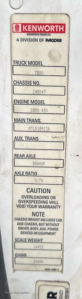 image for item YA0138 2017 Kenworth T880 semi truck