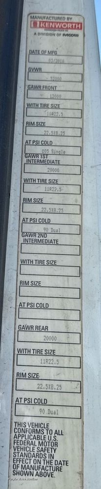 image for item YA0284 2017 Kenworth T880 truck cab and chassis