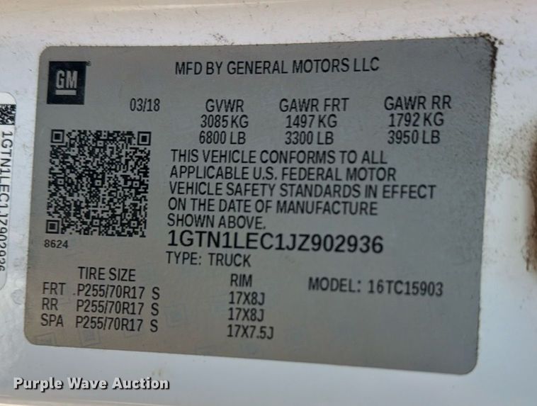 image for item DE2142 2018 GMC Sierra 1500 pickup truck