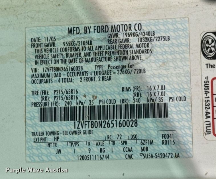 image for item DO0651 2006 Ford Mustang 
