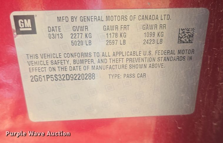 image for item DO7858 2013 Cadillac XTS 