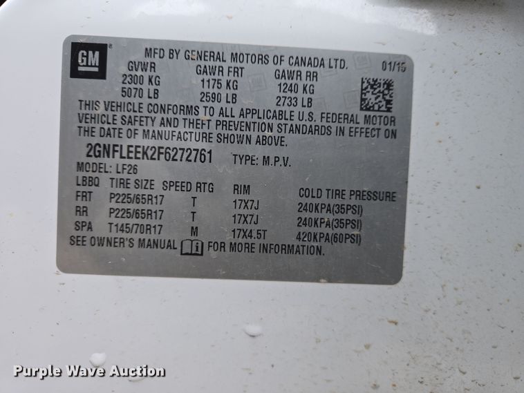 image for item DS5300 2015 Chevrolet Equinox SUV