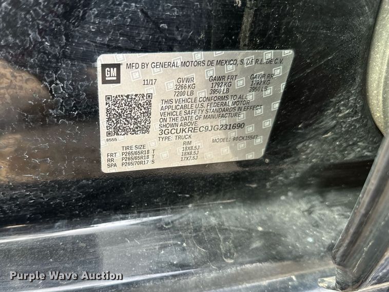 image for item DV0642 2018 Chevrolet Silverado 1500 Crew Cab pickup truck