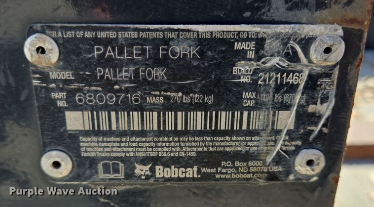 image for item DV1363 Bobcat skid steer forks