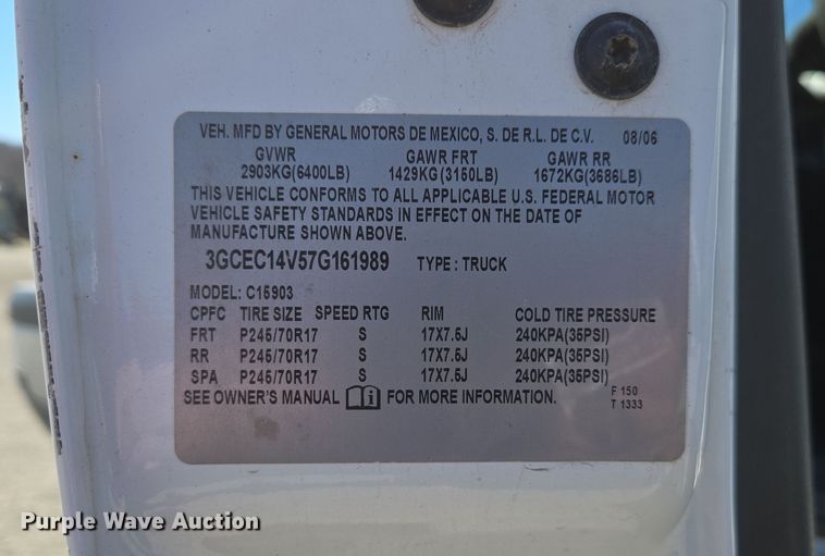 image for item DZ3985 2007 Chevrolet Silverado 1500 pickup truck