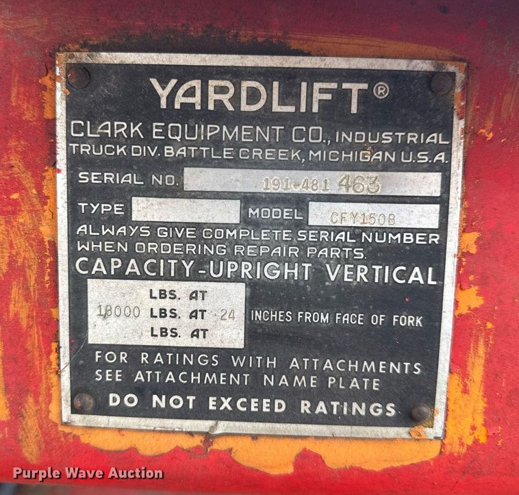 image for item EC3490 Clark CFY150B forklift