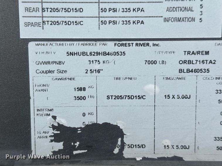 image for item EC3491 2017 Forest River Inc enclosed cargo trailer