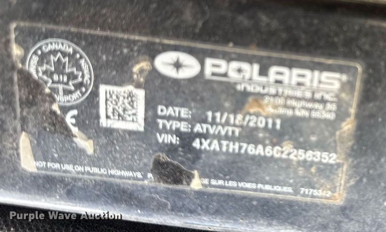 image for item ED4075 2012 Polaris Ranger 800 EFI utility vehicle