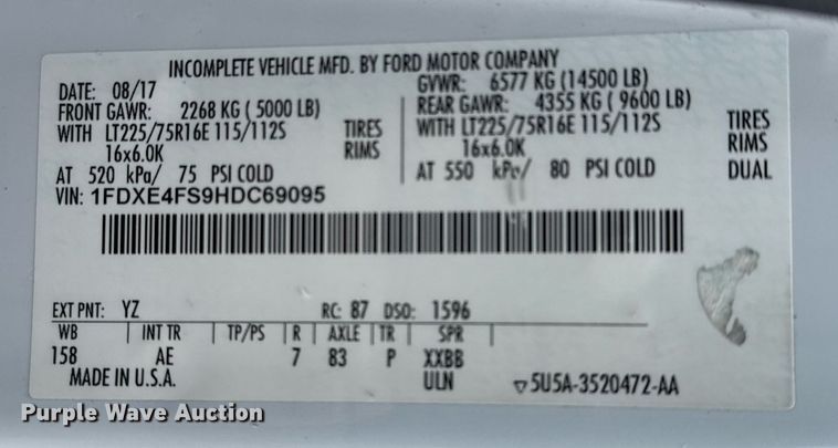 image for item EG2562 2017 Ford E450 Super Duty refrigerated truck