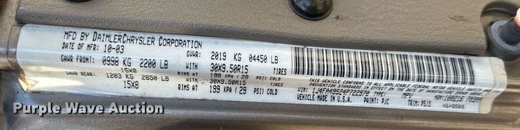 image for item EG2575 2004 Jeep Wrangler Sport SUV