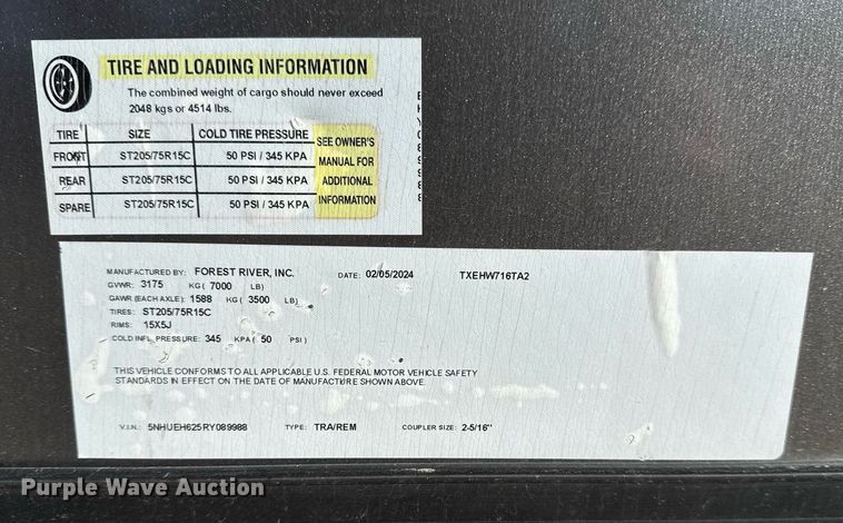 image for item EG2585 2024 Forest River Inc enclosed cargo trailer