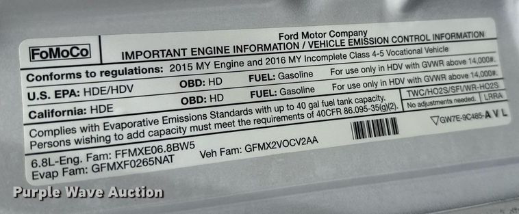 image for item EG2614 2016 Ford F550 Super Duty box truck