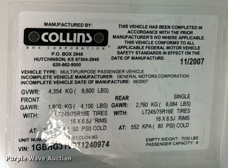 image for item EG2627 2007 Chevrolet Express school bus