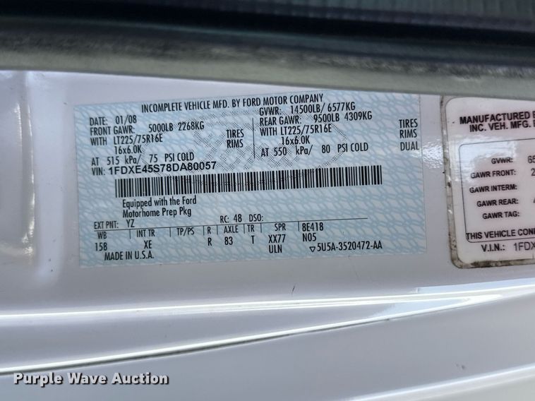 image for item EG2628 2008 Ford E450 Super Duty RV