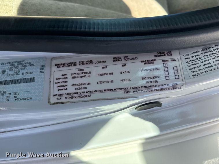 image for item EG2628 2008 Ford E450 Super Duty RV