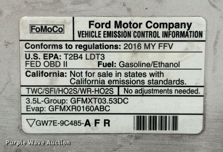 image for item EJ3499 2016 Ford F150 pickup truck