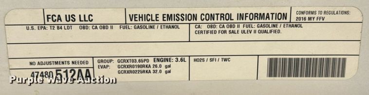 image for item EJ3505 2016 Dodge Ram 1500 pickup truck