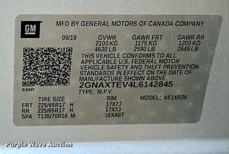 image for item EK0464 2020 Chevrolet Equinox SUV