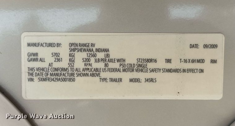 image for item EK0477 2010 Open Range 345RLS camper