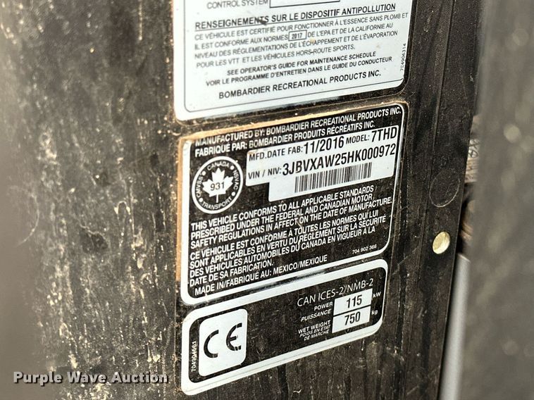 image for item EK0511 2017 Can-Am Maverick X3 XRS utility vehicle