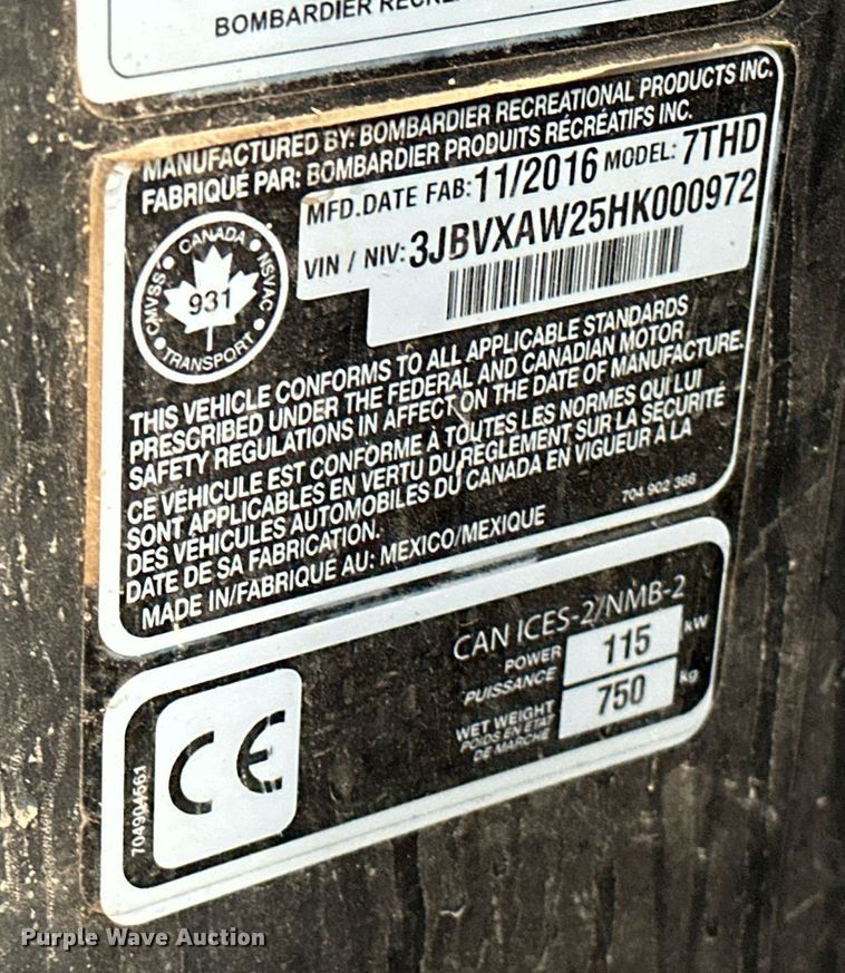 image for item EK0511 2017 Can-Am Maverick X3 XRS utility vehicle