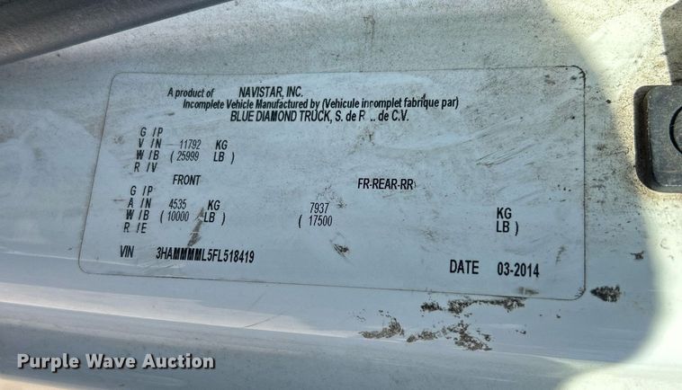 image for item EK2730 2015 International 4300 SBA truck cab and chassis