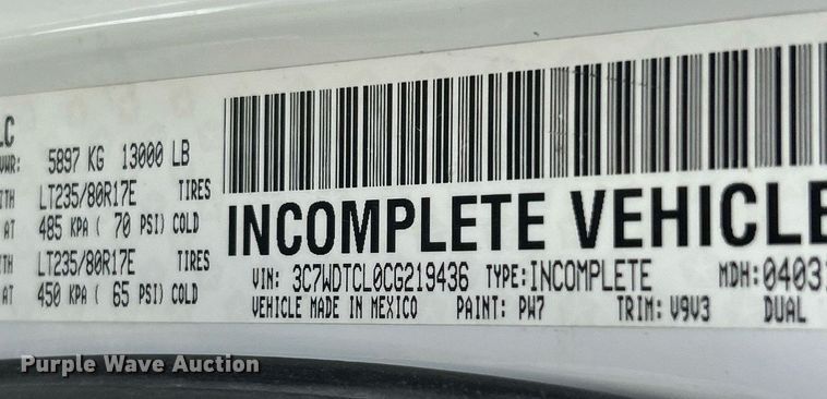 image for item EK2753 2012 Dodge Ram 3500 Crew Cab pickup truck