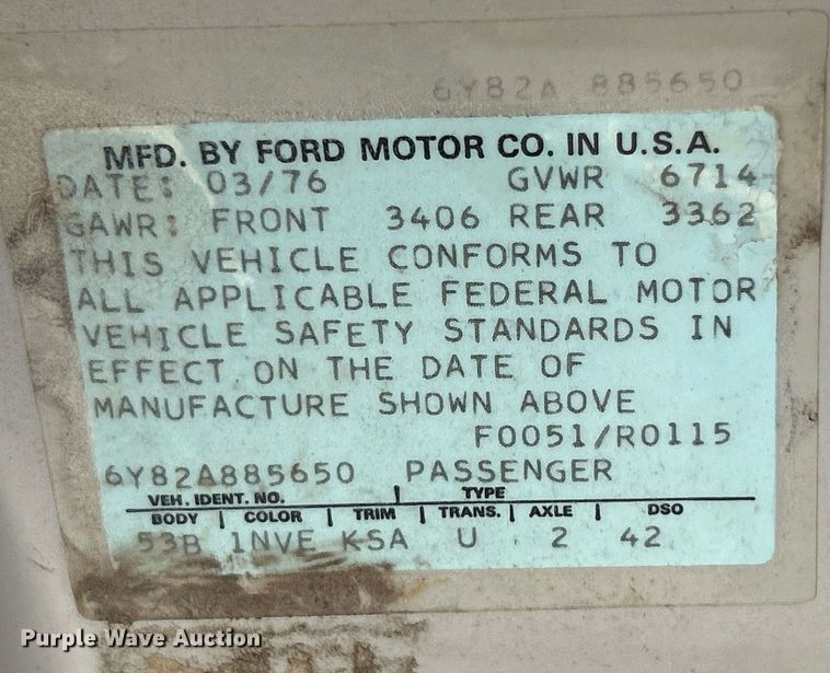 image for item EK2754 1976 Lincoln Continental 