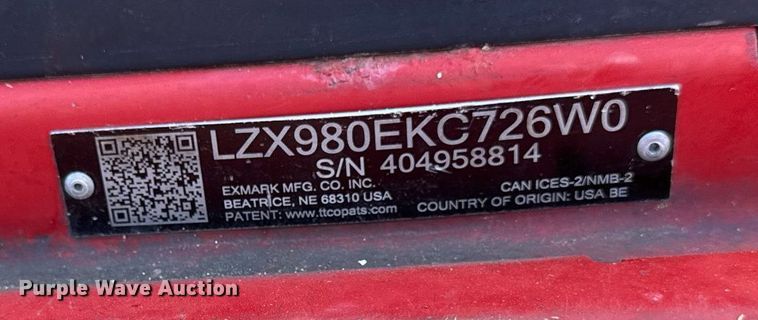 image for item EM3550 Exmark LZX980EKC726W0 ZTR lawn mower