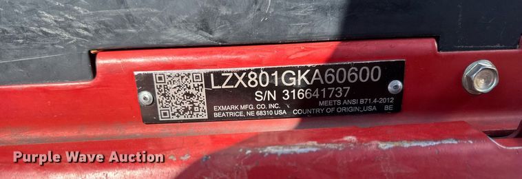 image for item EM3551 2015 Exmark LZX801GKA60600 ZTR lawn mower