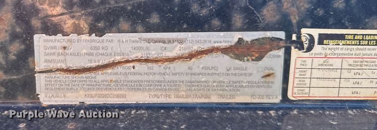 image for item EM3558 2013 H&H equipment trailer