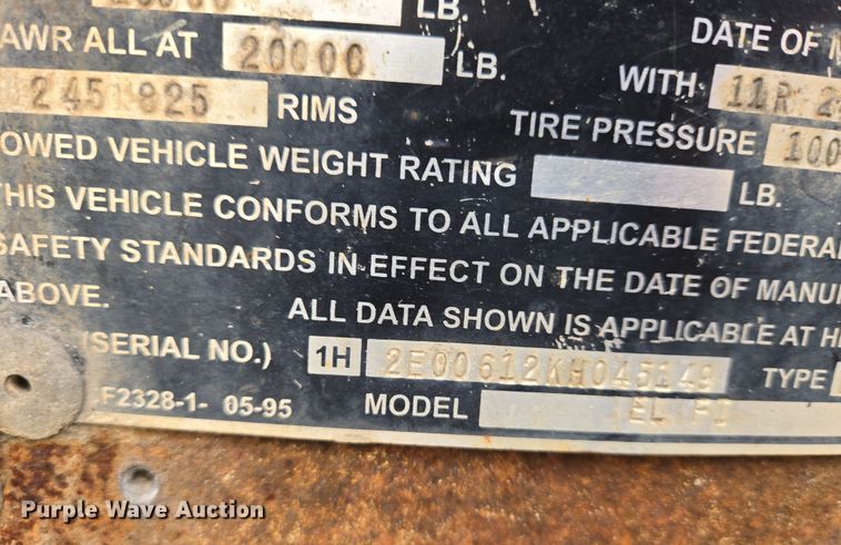 image for item EN8690 1989 Fruehauf EL FI trailer dolly