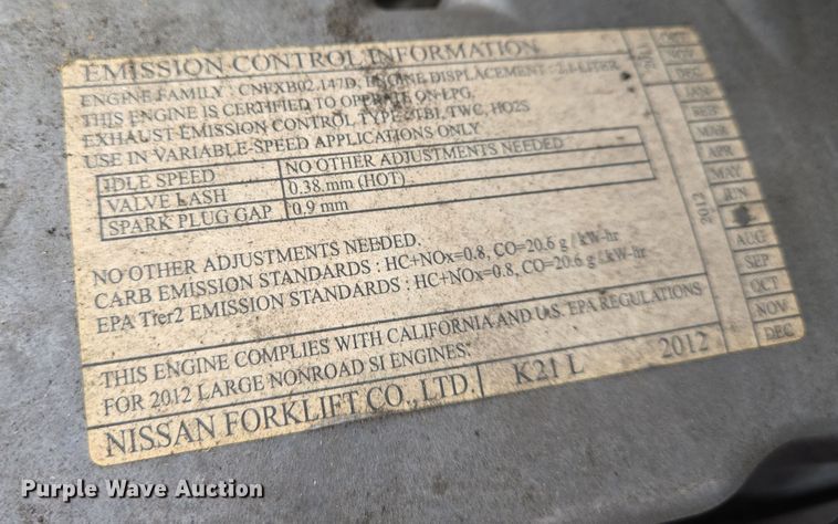 image for item EN8692 Nissan MCP1F2A20LV forklift