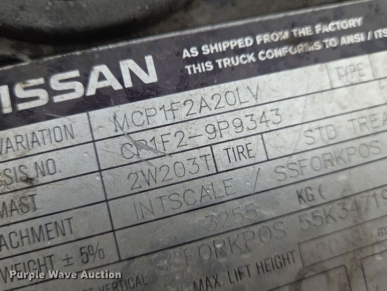 image for item EN8692 Nissan MCP1F2A20LV forklift