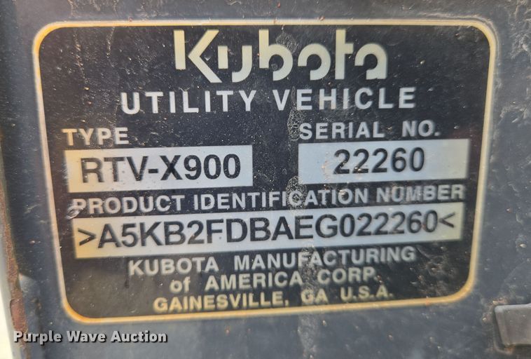 image for item EN8694 2014 Kubota RTV X900 utility vehicle